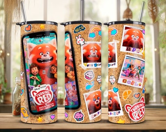 TURNING RED MOVIE * Re- Release 2024 * One (1) Tumbler Wrap Cartoon 20oz Skinny, Red Panda, Meilin, Priya, Ming,  Sublimation Hd png Files.