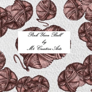 Clipart de boule de fil de couleur rose doux, illustration numérique, clipart d’article de tricot
