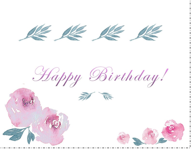 Printable Floral Birthday Card Digital Greeting Card Etsy