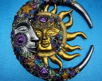Sun and Moon wall art, celestial wall art, sun and moon art, sun and moon decor, sun and moon resin art, resin wall art