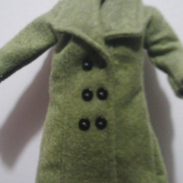 11" Fashion Doll Olive Green Felt Coat