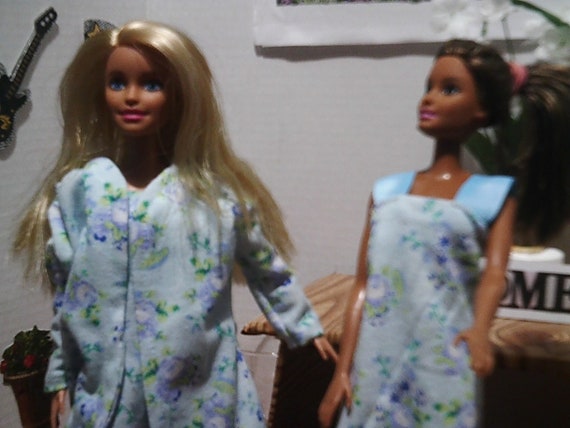 Barbie Sleepwear Long Blue Floral 