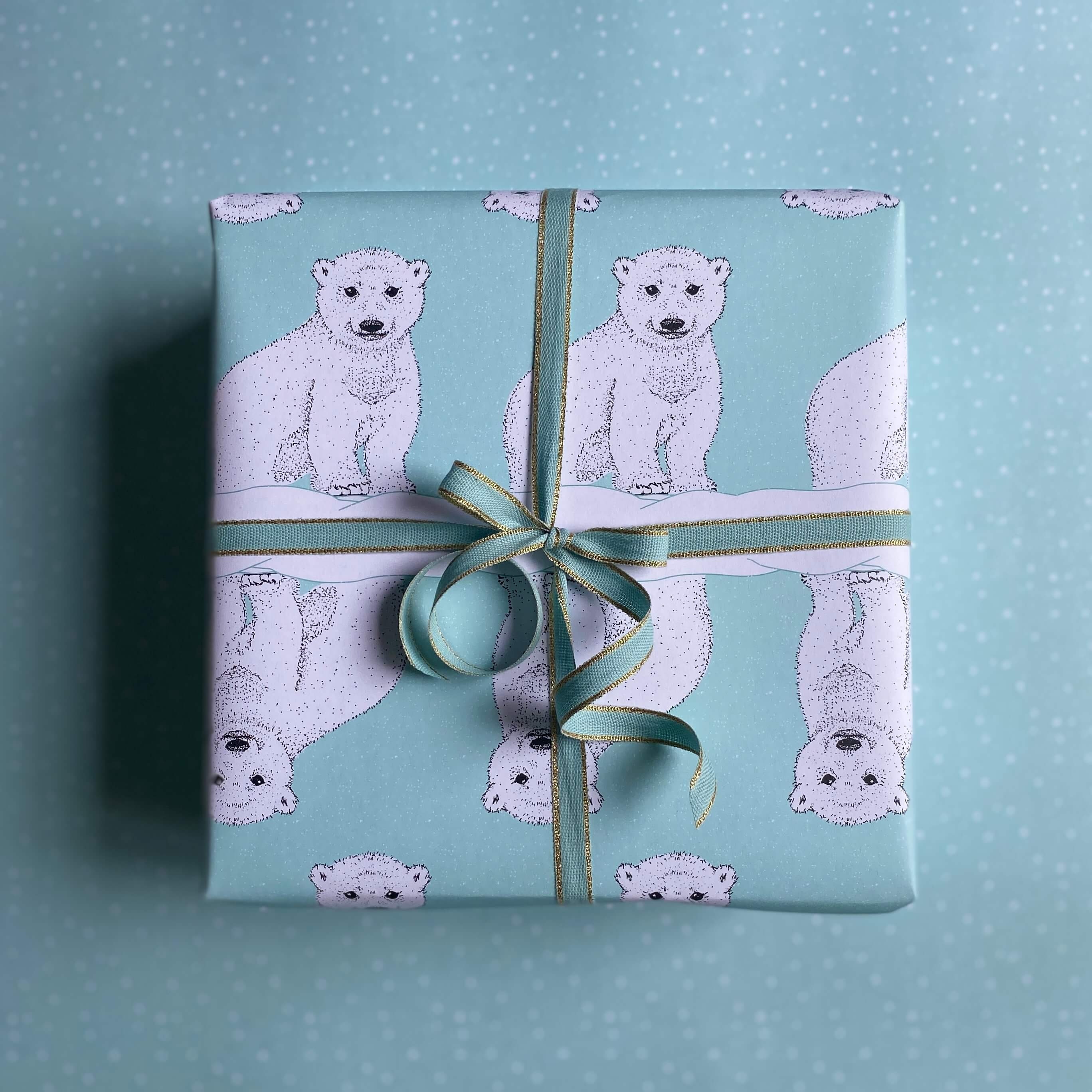 Set of 5 Arctic Animals Wrapping Paper, Gender Neutral Baby Gift