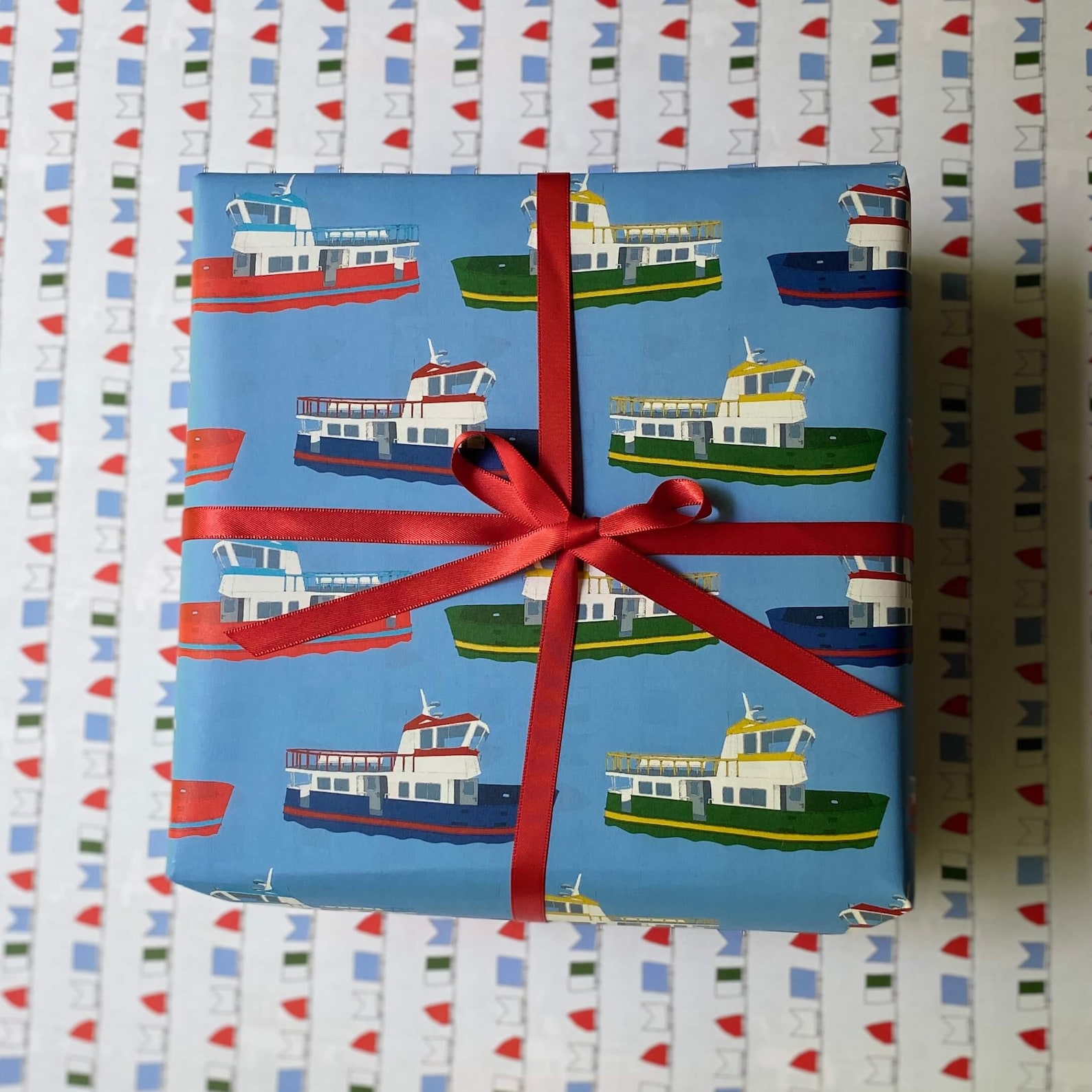 Ferry Boat Wrapping Paper Sheets Doublesided Gift Wrap Etsy