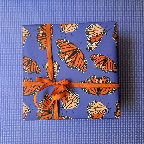 Monarch Butterfly Wrapping Paper Monarch Butterfly Gift Wrap Butterfly Wrapping Paper Hostess Gift Wrap Butterfly Art Orange Wrapping Paper