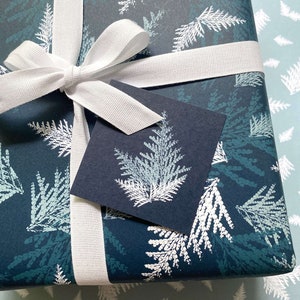 Cedar by Night Gift Tags, 5 Gift Tags with String, Cedar, Winter Forest, Christmas Paper, Gifts for Men, Masculine Wrapping Paper