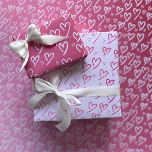 Valentine&#39;s Day Wrapping Paper Valentine&#39;s Day Gift Wrap Pink Heart Wrapping Paper, Feminine Wrapping Paper, Cute Pink Gift Wrap and Tags
