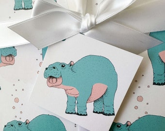 Baby Hippo Gift Tag Baby Hippo Tag Hippopotamus Gift Hippopotamus Birthday Baby Wrapping Paper Baby Gift Wrap Baby Present Baby Shower