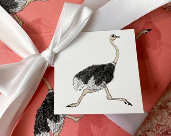 Ostrich Gift Tag Ostrich Wrapping Paper Ostrich Gift Wrap Bird Wrapping Paper for Women Gift Mother's Day Wrapping Paper Quirky Gift Wrap