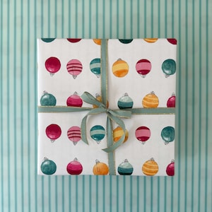 Christmas Ornament Wrapping Paper, Double-Sided Gift Wrap, 29x20in sheets, Holiday Wrapping Paper Christmas Wrapping Paper Glass Ornament