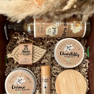 Coffret cadeau cosmétique belle au naturel, cosmétique artisanal fait main, savon naturel, shampooing miel, cadeau femme, anniversaire, noël