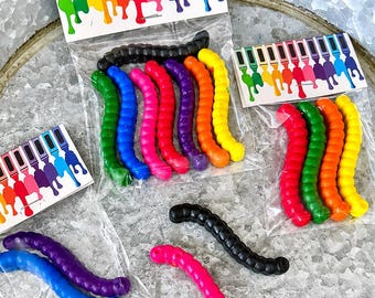 Caterpillar, Worm Crayons – Crayons de couleur insectes pour enfants | Cadeaux pour fête | Récompenses en classe | Remplisseur de sacs de cadeaux, système de remplissage de sacs de friandises sans bonbons