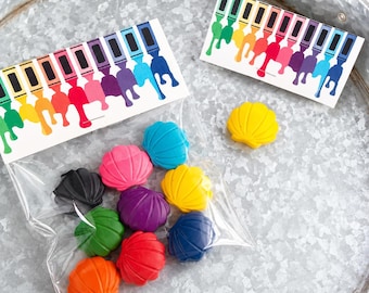 Crayons de couleur coquillage | Cadeaux sirène, anniversaire à la plage, ensemble sur le thème de l'océan