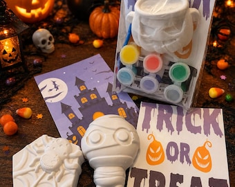 Kit de peinture sur plâtre pour Halloween, kit de bricolage d'Halloween pour enfants, citrouille momie araignée, cadeau pour une fête d'Halloween, activité d'Halloween