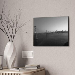 Bay Bridge and San Francisco Black & White Canvas Stretched, 0.75&quot;
