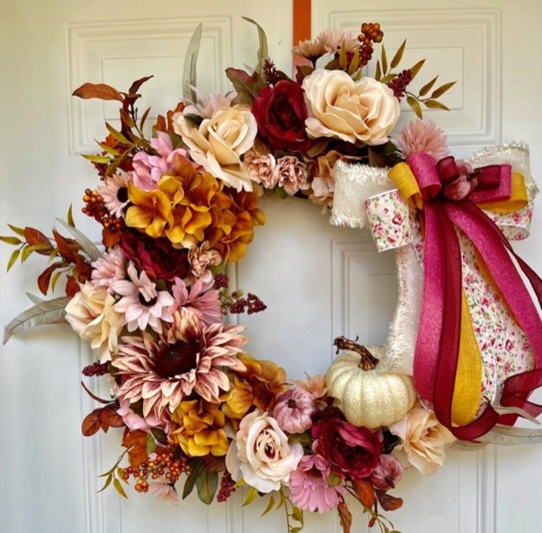 Pink Fall Door Hanger, Fall Décor, Autumn Décor, Farmhouse Décor