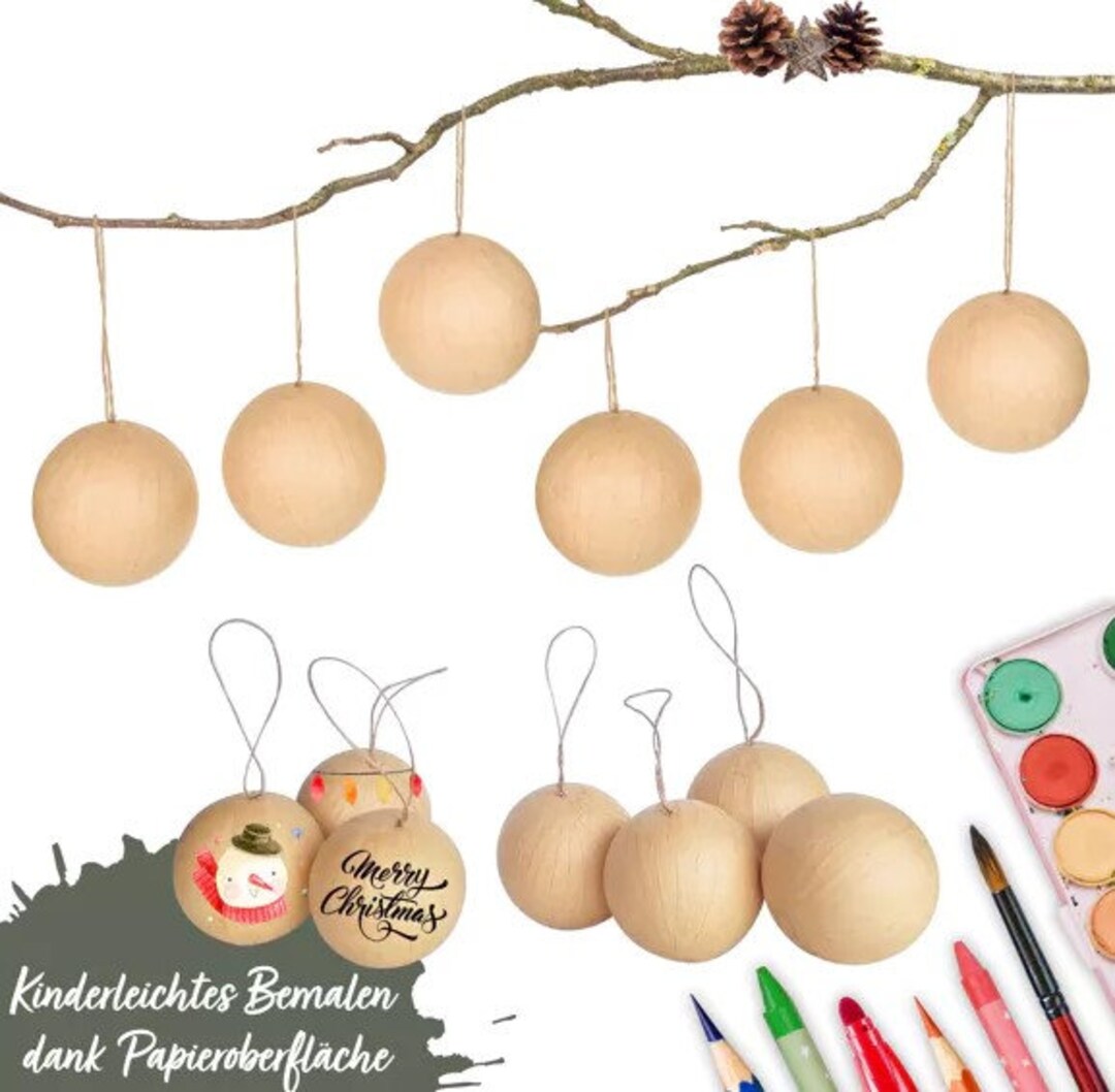 Pappmaché Weihnachtskugeln 13 Stück ideal zum Bemalen Etsy.de