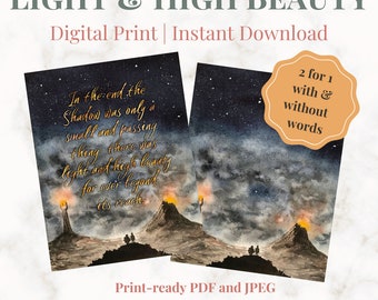 Light and High Beauty | Samwise Tolkien Fantasy Book Watercolor Art | Digital Print