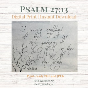 Goodness of God | Psalm 27:13 | Bible Verse Watercolor | Digital Print