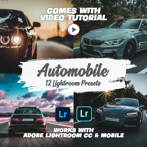 12 Automobile Lightroom Presets, Lightroom Photo Editing Filters