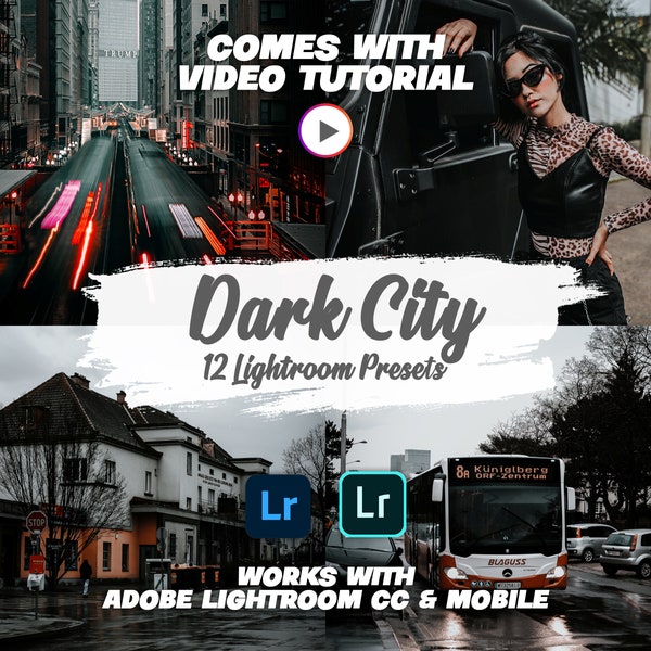 12 Dark City Lightroom Presets, Lightroom Photo Editing Filters