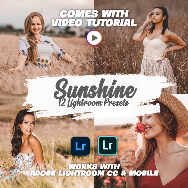 12 Sunshine Lightroom Presets, Lightroom Photo Editing Filters