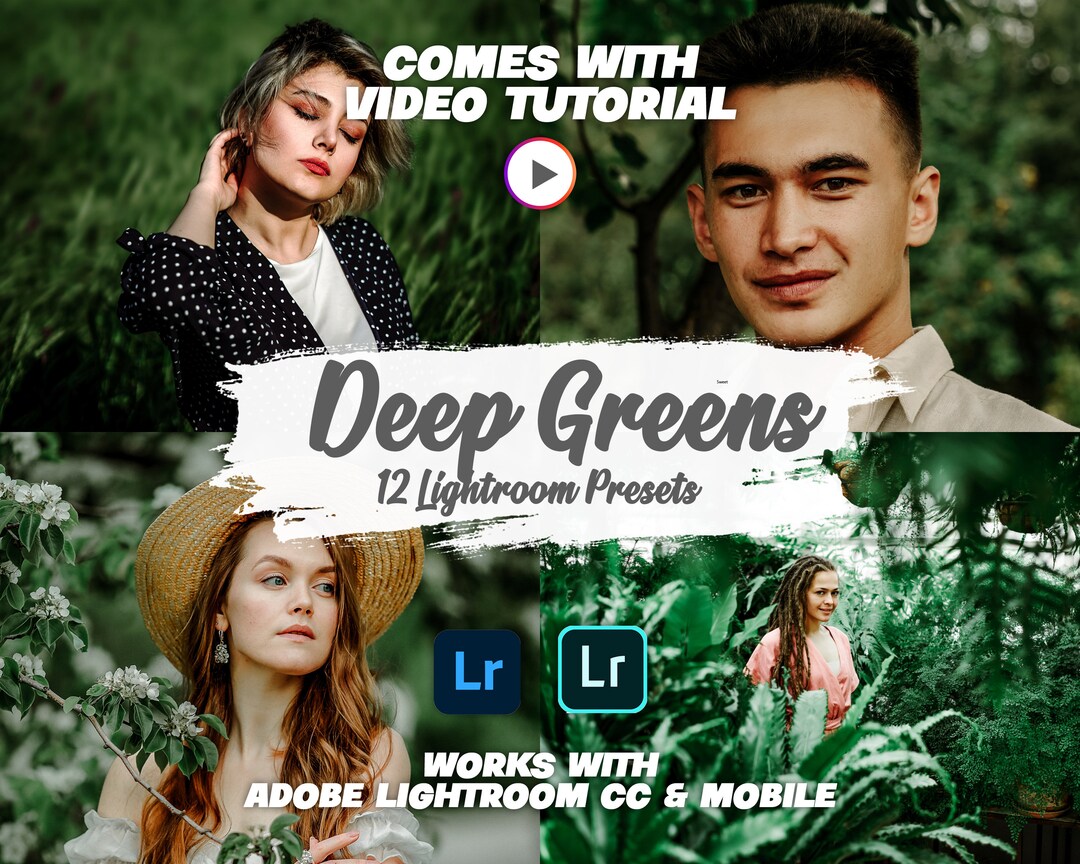 12 Deep Greens Lightroom Presets Lightroom Photo Editing Etsy