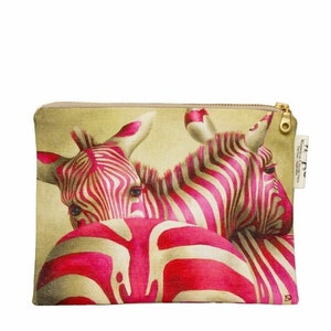 Kosmetiktasche PINK ZEBRA - Handarbeit aus Kapstadt, Südafrika // Geschenk aus Afrika // Zebratasche