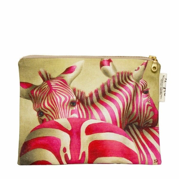 Cosmetic bag PINK ZEBRA - handmade in Cape Town, South Africa // gift from Africa // zebra bag