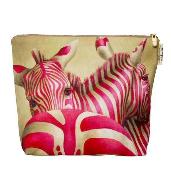 Toiletry bag PINK ZEBRA - handmade in Cape Town, South Africa // Gift from Africa // Zebra bag