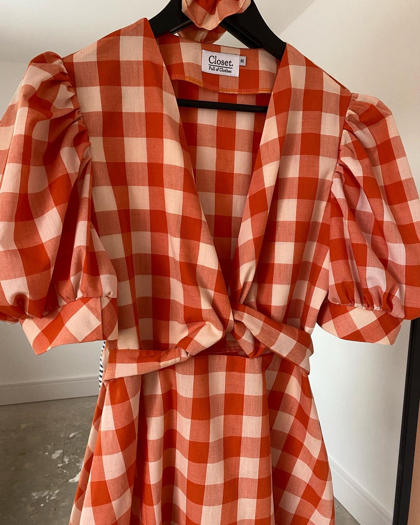 Orange White checkered dress handmade Orange White checkered dress handmade