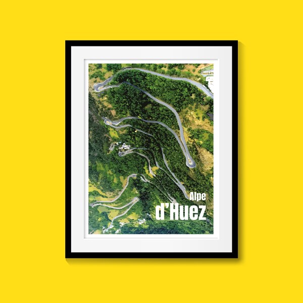 Alpe d'Huez poster - Fietskunstwerk - Cadeau voor fietser