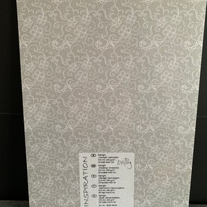 Designkarton Hochzeit Spitzenmotiv weiß/silber