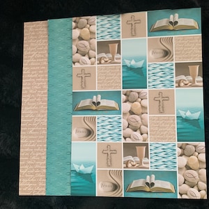 Designkarton Papier Kommunion Konfirmation Taufe Prayer Karten Deko Geschenk türkis