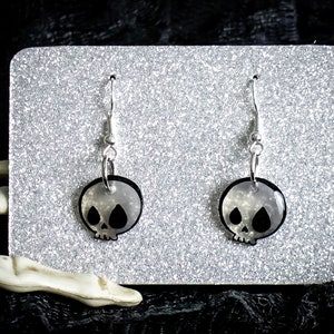 Skull Earrings - shrink plastic handmade Halloween earrings