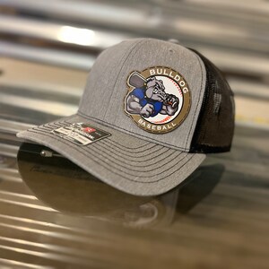 Bulldog Baseball Leather Patch Baseball Hat