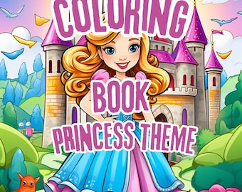 Princess Coloring Book Printable – Cute Royalty & Castle Scenes for Kids – Instant Digital Download
