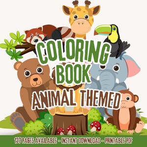137 Pages Animal Coloring Book | Cute Realistic Animal Designs for Kids & Adults | Printable PDF