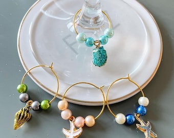 Seashell glass charms