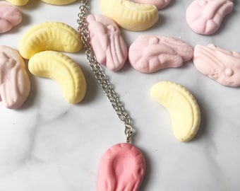 Foamy Pink Shrimp retro sweets necklace