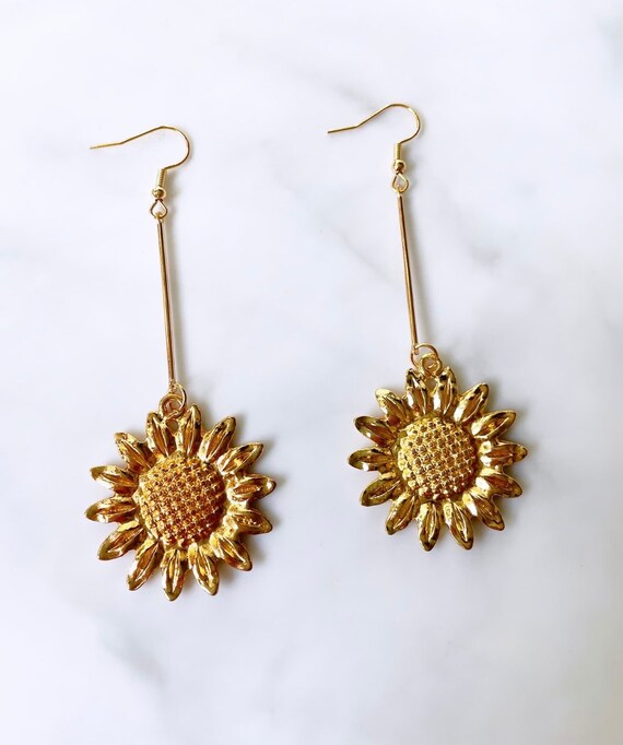 KatsJewellery1 Sunflower Dangle Earrings