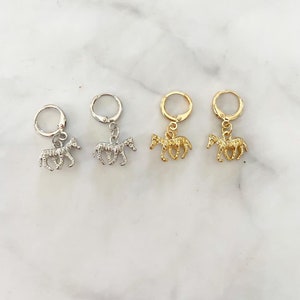 Zebra dangle hoop earrings