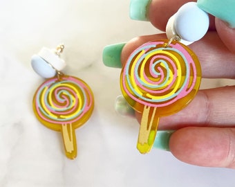 Acrylic Lollipop Dangle Earrings