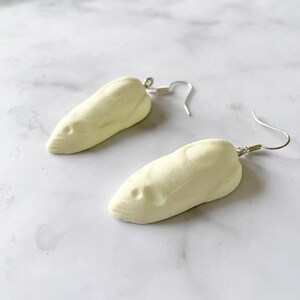 White mice dangle earrings