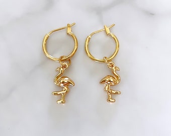 Flamingo Dangle Hoop earrings