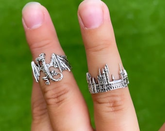 Dragon and castle ring