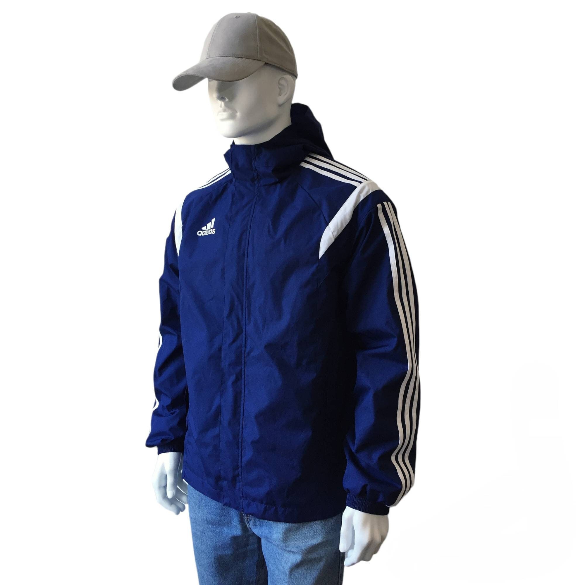 Adidas Blue Hooded Jacket Etsy