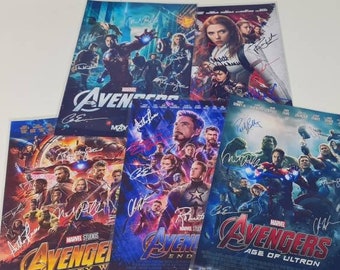 5 Avengers Movie  A4 Posters And Autographs Signed Print Display Gift Bar Marvel