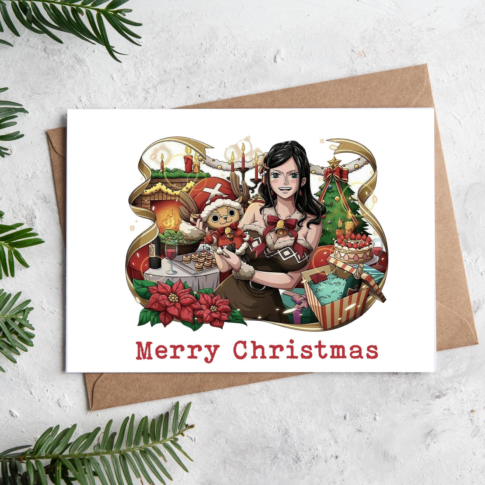 One Piece Inspired Christmas Card 5x7 Inch Personalised Anime
