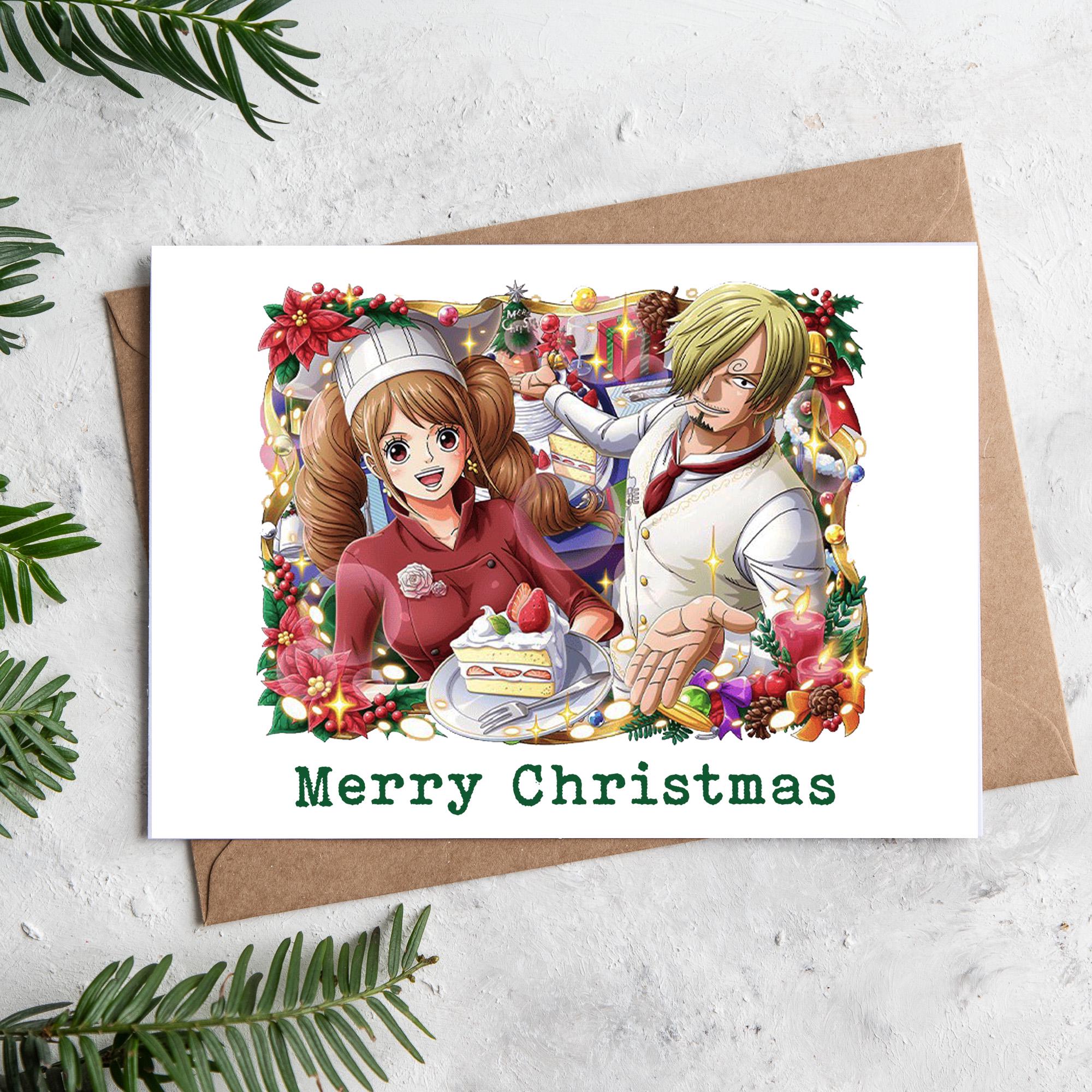 ワンピース ONE PIECE クリスマスカード Christmas card One Piece Inspired Christmas Card 5x7 Inch Personalised Anime